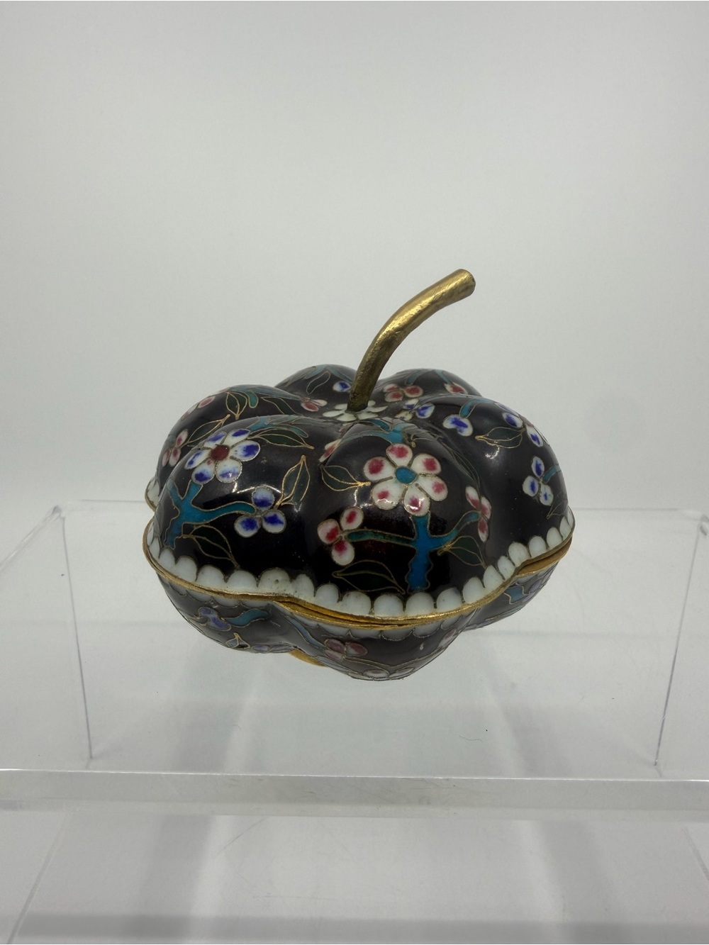 Cloisonné Floral pumpkin Trinket Box - multicolored